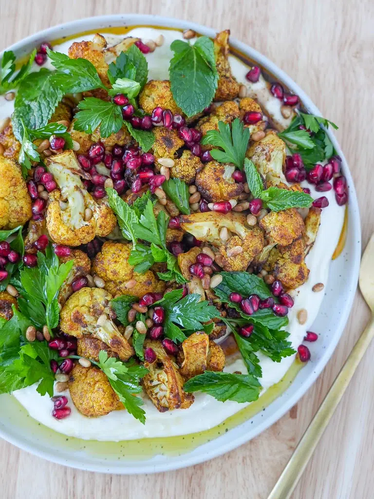 Roasted Cauliflower Salad in a plate