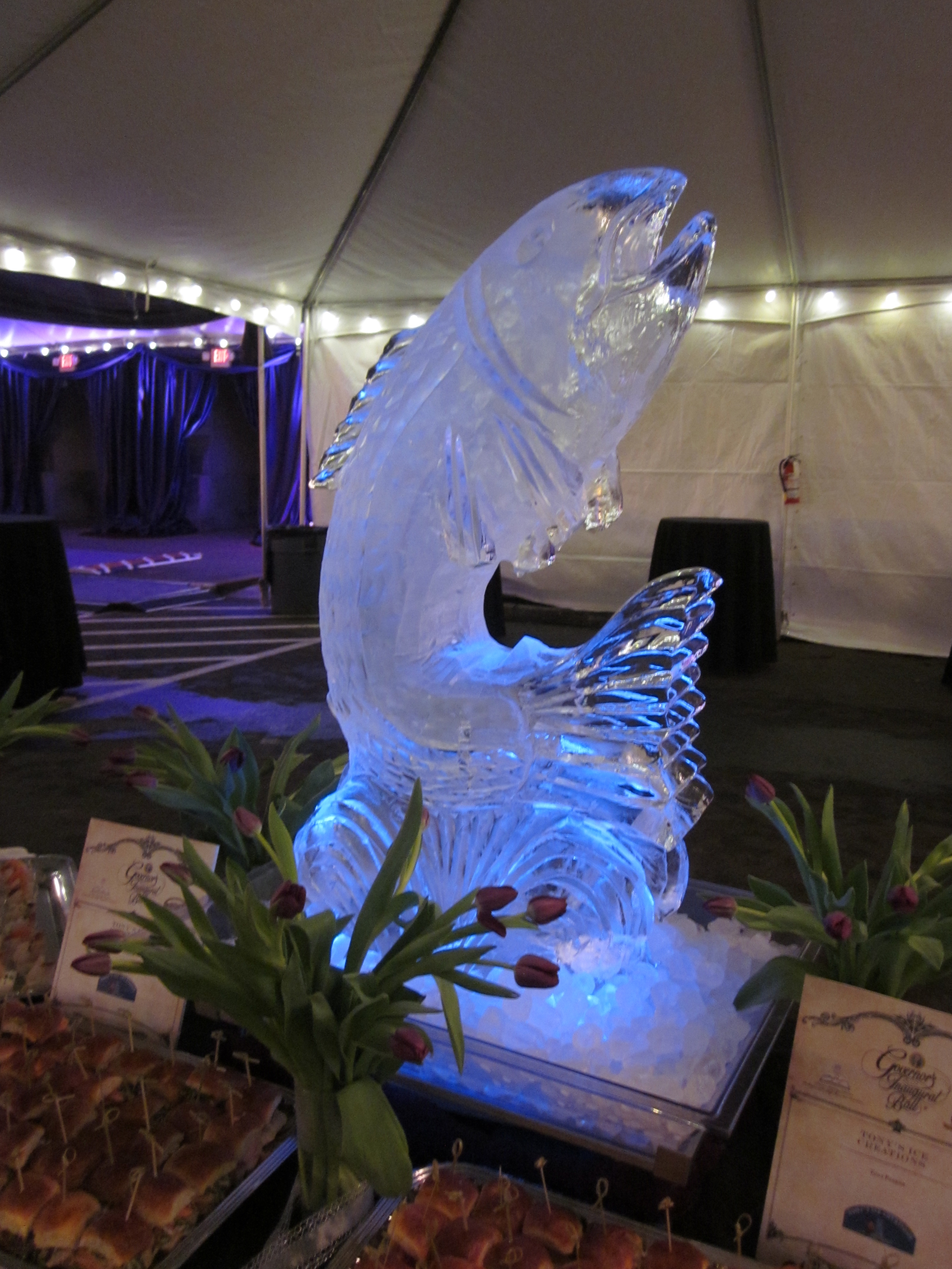 leaping salmon ice sculpture