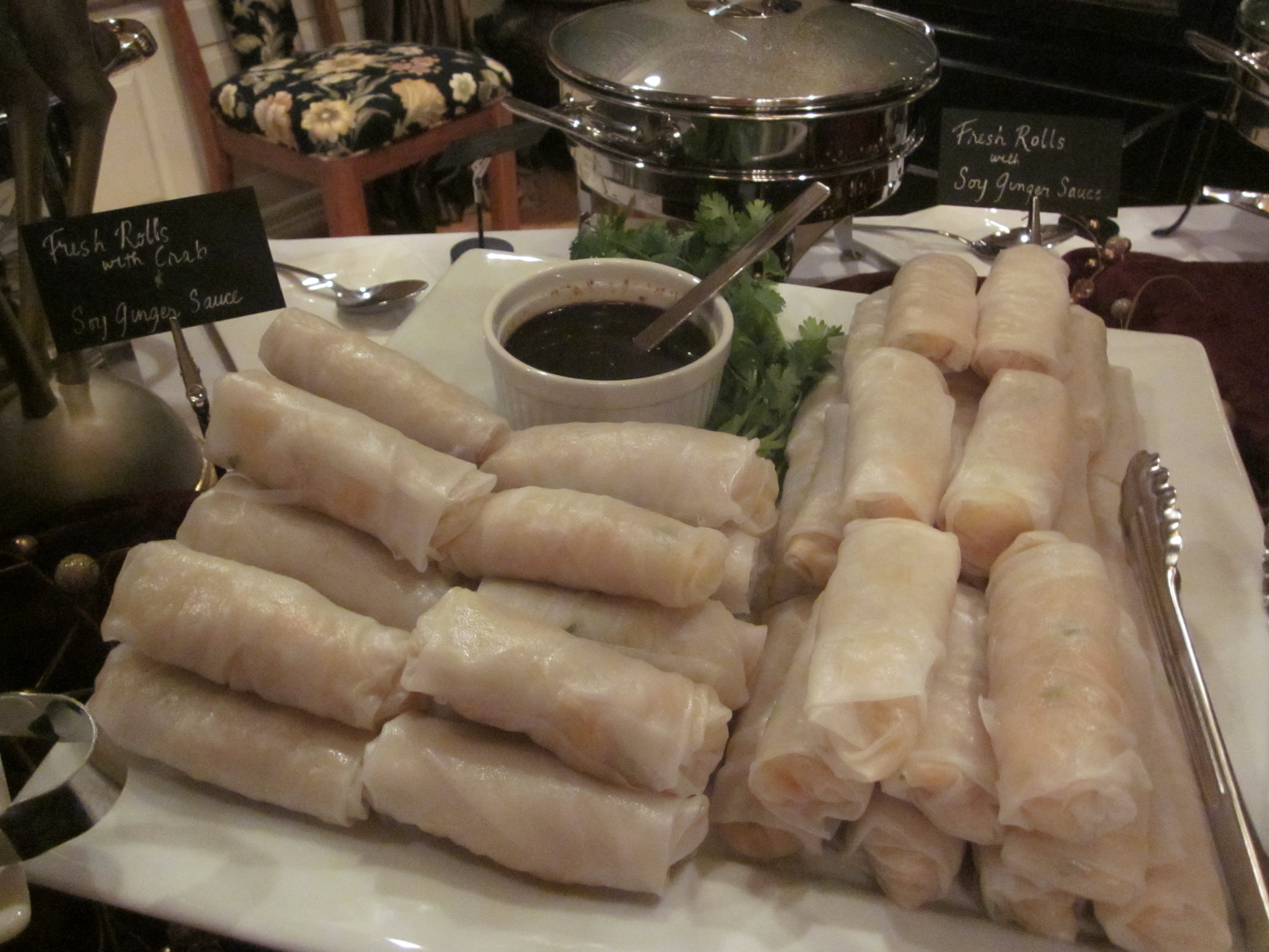 Fresh rolls filled with bean thread noodle salad and crab